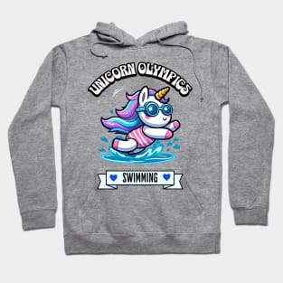 Swimming Unicorn Olympics 🏊🏻‍♀️🦄 - Dive into Cuteness! Hoodie